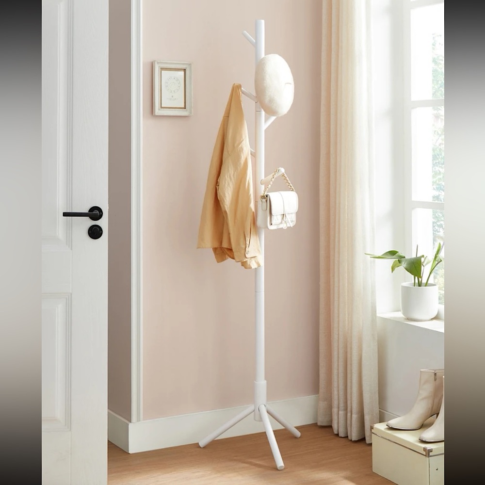NWOT Solid Wood Coat Rack, White Free Standing Coat Rack, Tree-Shaped Coat Rack